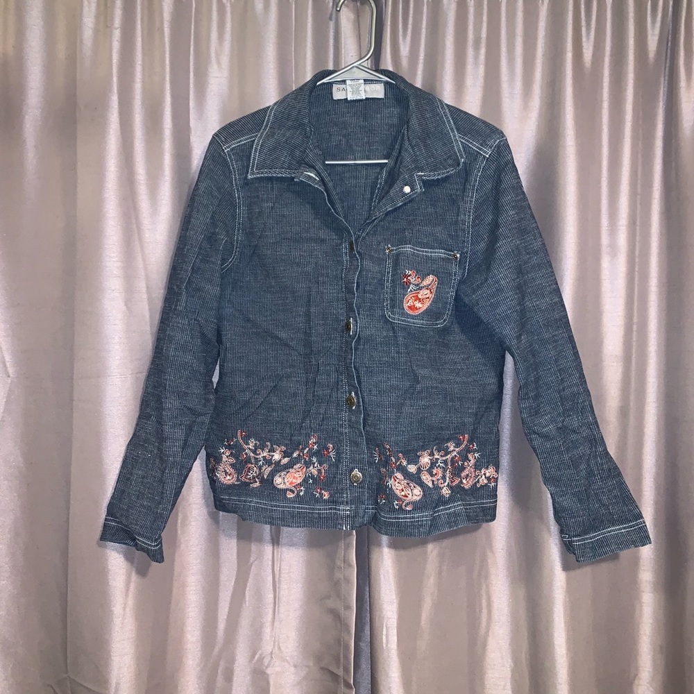 Sag Harbor Sport bordered button down shirt (c).